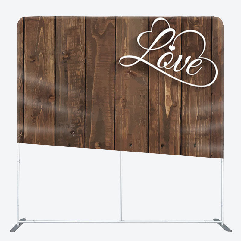 Aperturee - Aperturee Love Dark Brown Wood Wall Fabric Photo Backdrop Cover