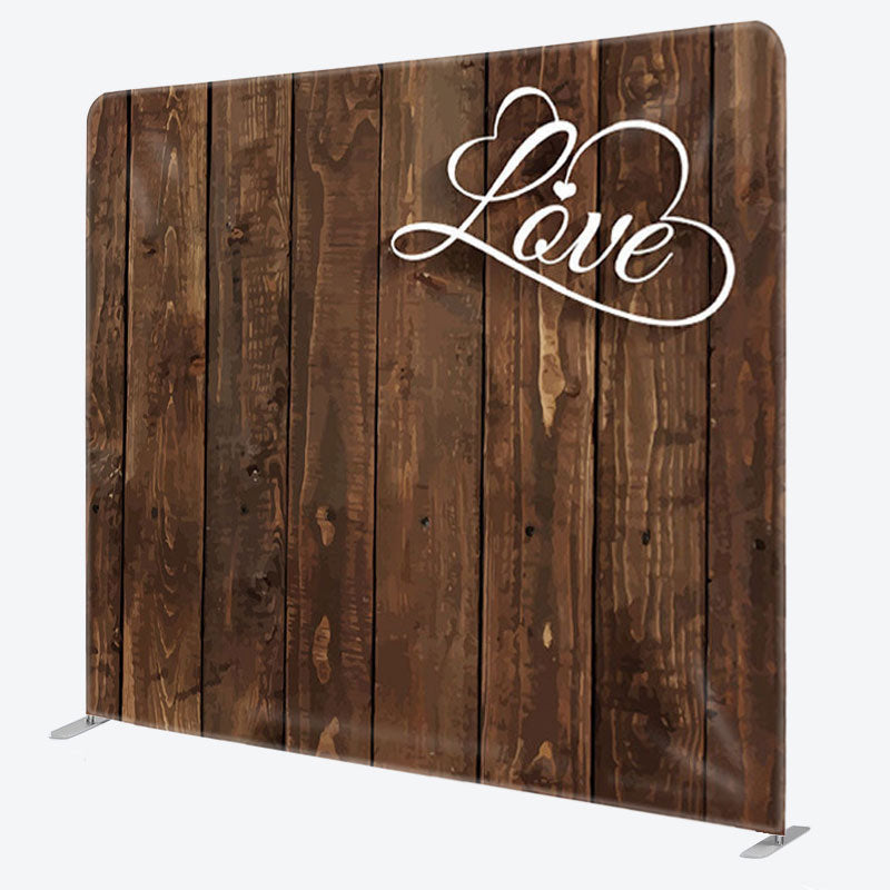 Aperturee - Aperturee Love Dark Brown Wood Wall Fabric Photo Backdrop Cover