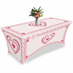 Aperturee - Aperturee Love Hearts Happy Valentines Day Stretch Table Cover