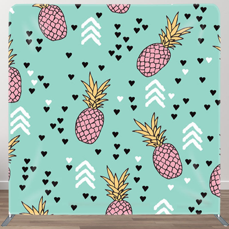 Aperturee - Aperturee Love Pink Pineapple Turquoise Birthday Backdrop For Kids