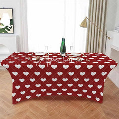 Aperturee - Aperturee Love Romantic Heart Valentines Day Stretch Table Cover