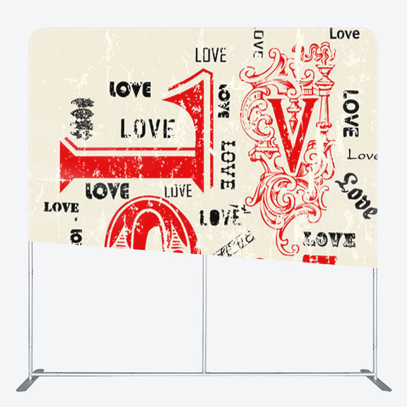 Aperturee - Aperturee Love Signet Style Beige Fabric Valentines Day Backdrop