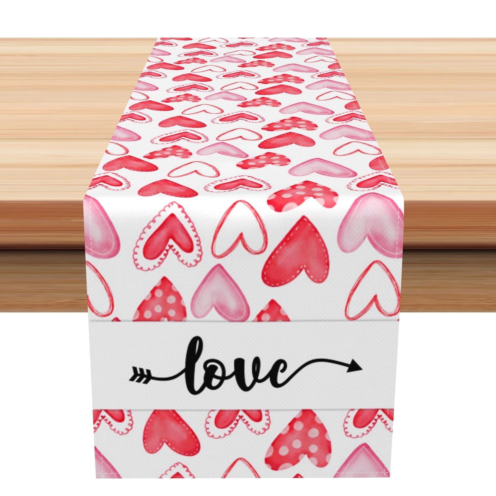 Aperturee - Aperturee Love Various Pink Heart Valentines Day Table Runner