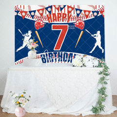 Aperturee - Aperturee Lucky 7 Baseball Happy Birthday Flag Sport Backdrop