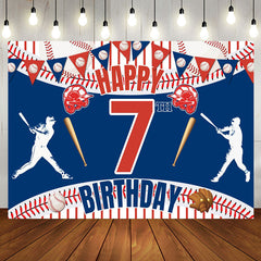 Aperturee - Aperturee Lucky 7 Baseball Happy Birthday Flag Sport Backdrop