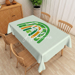 Aperturee - Aperturee Lucky Charm Designed Green Gold Rainbow Tablecloth