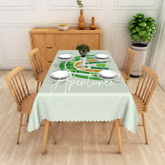 Aperturee - Aperturee Lucky Charm Designed Green Gold Rainbow Tablecloth