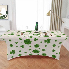 Aperturee - Aperturee Lucky Green Leaves St Patricks Day Stretch Table Cover