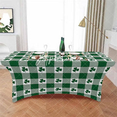 Aperturee - Aperturee Lucky Leaf Clovers St Patricks Day Stretch Table Cover