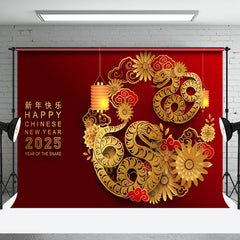 Aperturee - Aperturee Lunar Happy New Year 2025 Lanterns Flowers Backdrop