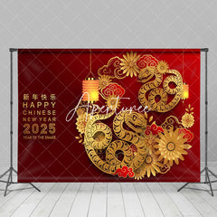 Aperturee - Aperturee Lunar Happy New Year 2025 Lanterns Flowers Backdrop