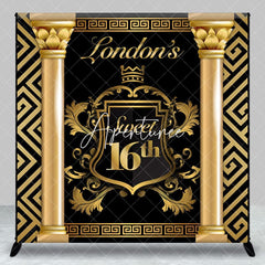 Aperturee - Aperturee Luxurious Black Gold Custom Name Birthday Backdrop