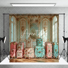 Aperturee - Aperturee Luxurious Wall Colorful Luggage Room Set Backdrop