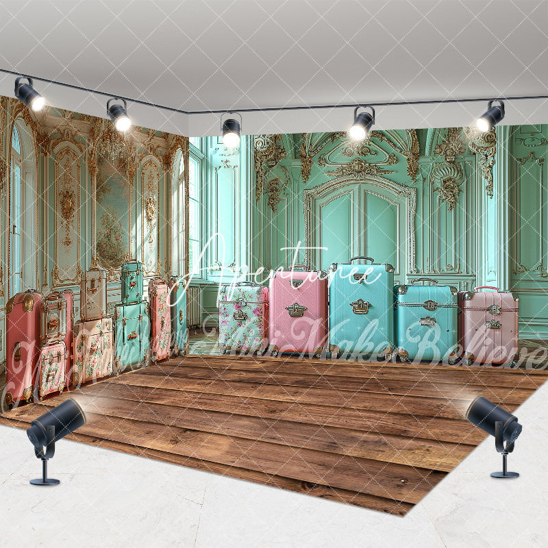 Aperturee - Aperturee Luxurious Wall Colorful Luggage Room Set Backdrop