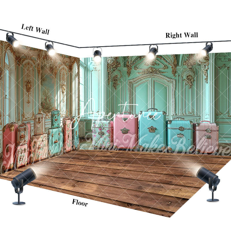 Aperturee - Aperturee Luxurious Wall Colorful Luggage Room Set Backdrop