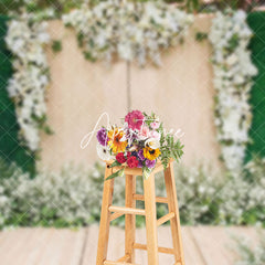 Aperturee - Aperturee Luxurious White Rose And Greenery Photo Backdrop