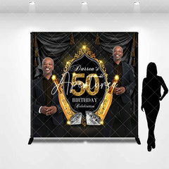 Aperturee - Aperturee Luxury Black Gold Custom Photo 50th Birthday Backdrop