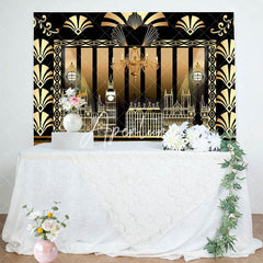 Aperturee - Aperturee Luxury Black Gold Gatsby Birthday Party Backdrop