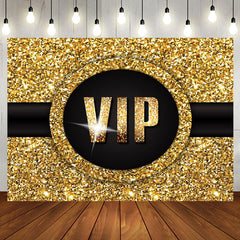 Aperturee - Aperturee Luxury Black Gold Glitter Vip Birthday Party Backdrop