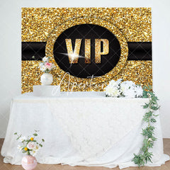 Aperturee - Aperturee Luxury Black Gold Glitter Vip Birthday Party Backdrop