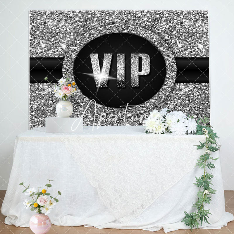 Aperturee - Aperturee Luxury Black Silver Vip Birthday Party Backdrop