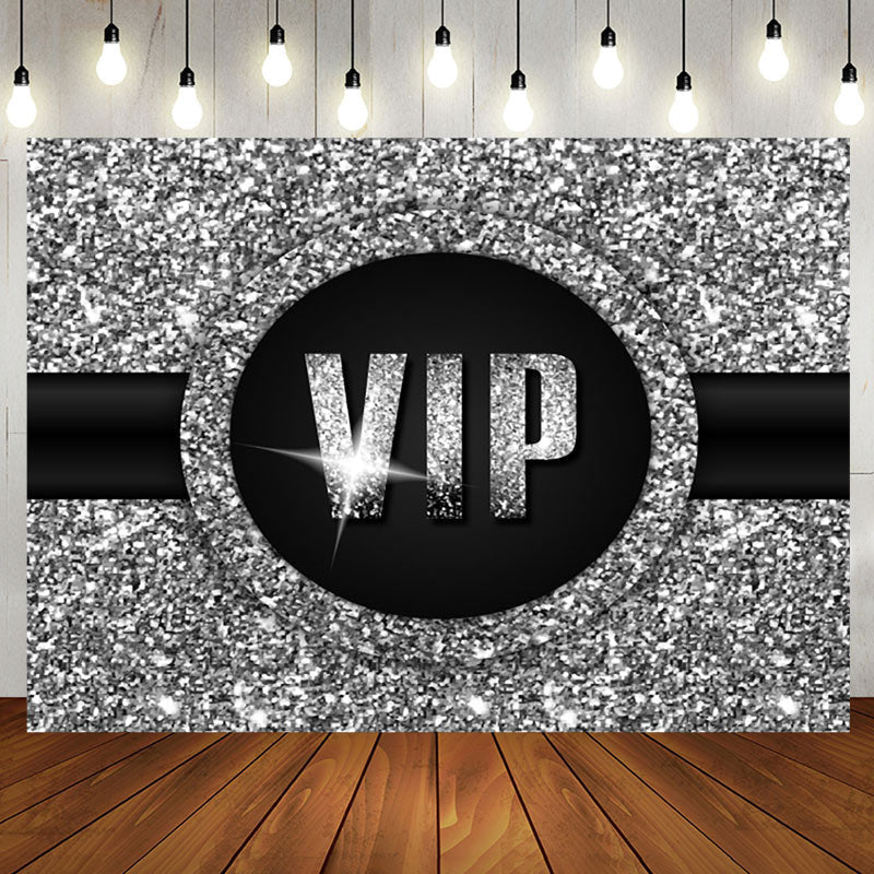 Aperturee - Aperturee Luxury Black Silver Vip Birthday Party Backdrop