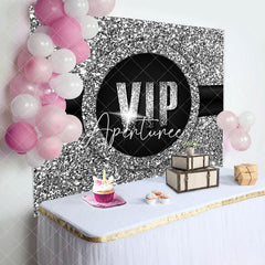 Aperturee - Aperturee Luxury Black Silver Vip Birthday Party Backdrop