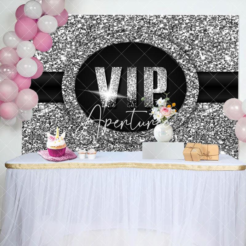 Aperturee - Aperturee Luxury Black Silver Vip Birthday Party Backdrop