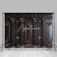 Aperturee - Aperturee Luxury Dark Brown Gold Retro Wall Photo Backdrop