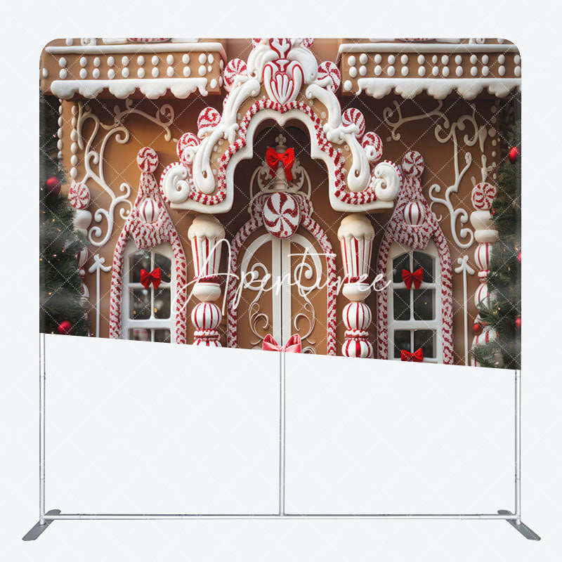 Aperturee - Aperturee Luxury Gingerbread Candy House Xmas Tension Backdrop