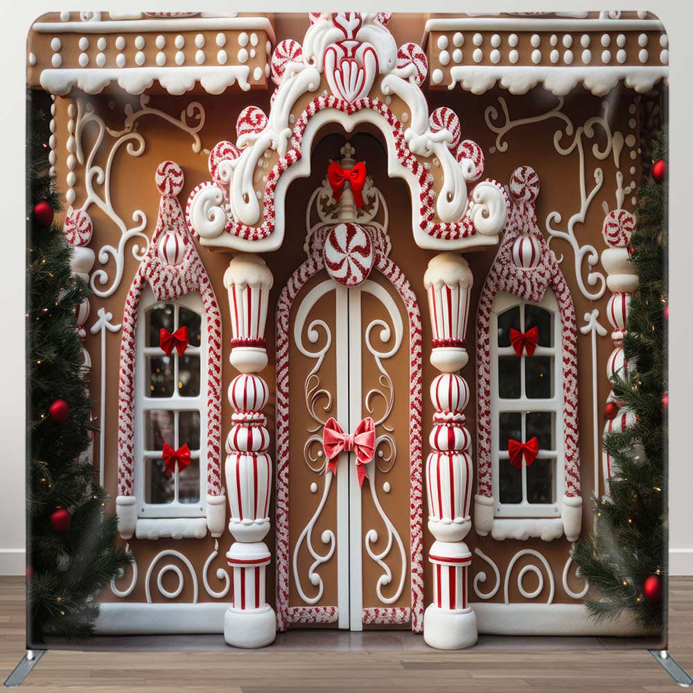 Aperturee - Aperturee Luxury Gingerbread Candy House Xmas Tension Backdrop