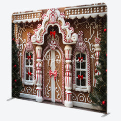 Aperturee - Aperturee Luxury Gingerbread Candy House Xmas Tension Backdrop