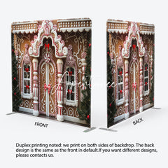 Aperturee - Aperturee Luxury Gingerbread Candy House Xmas Tension Backdrop