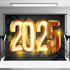 Aperturee - Aperturee Luxury Gold 2025 Snowflakes Happy New Year Backdrop