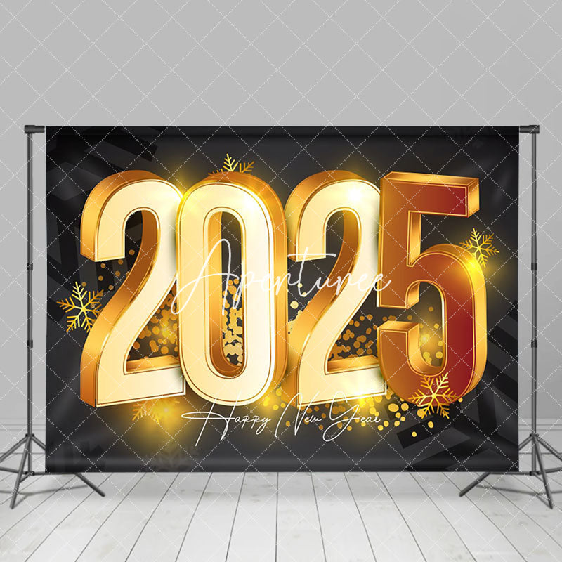 Aperturee - Aperturee Luxury Gold 2025 Snowflakes Happy New Year Backdrop