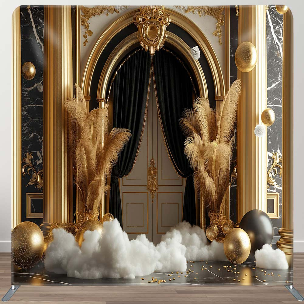 Aperturee - Aperturee Luxury Gold Arch Door Photography Tension Backdrop