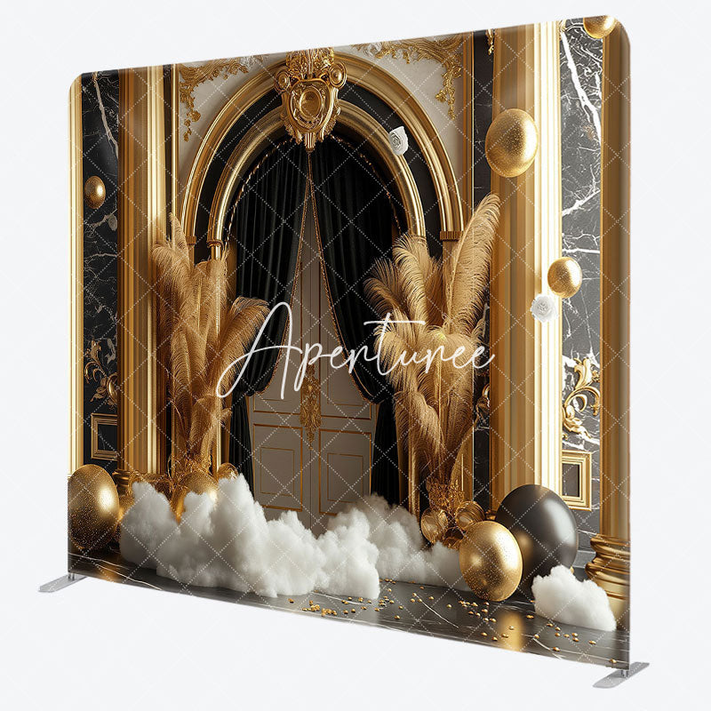 Aperturee - Aperturee Luxury Gold Arch Door Photography Tension Backdrop