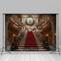 Aperturee - Aperturee Luxury Gold Palace Stairs Festive Christmas Backdrop