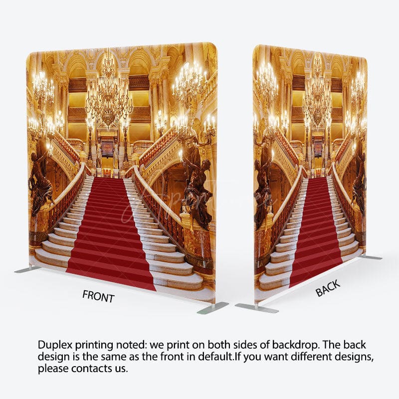Aperturee - Aperturee Luxury Gold Palace Stairs Square Double-Sided Backdrop