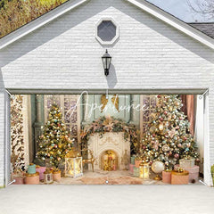 Aperturee - Aperturee Luxury Indoor Fireplace Xmas Tree Garage Door Banner