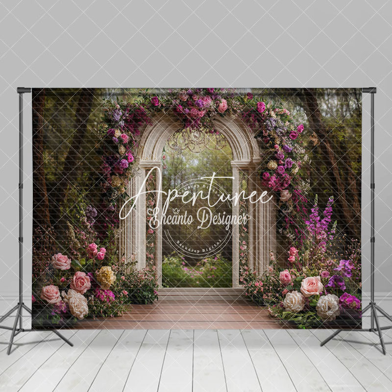 Aperturee - Aperturee Luxury White Arch Floral Garden Wedding Backdrop