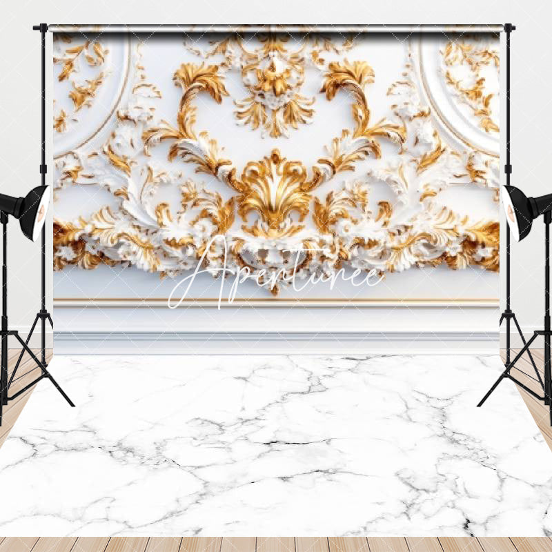 Aperturee - Aperturee Luxury White Gold Carved Fine Art Combo Set Backdrop