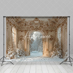 Aperturee - Aperturee Luxury White Palace Architecture Winter Backdrop