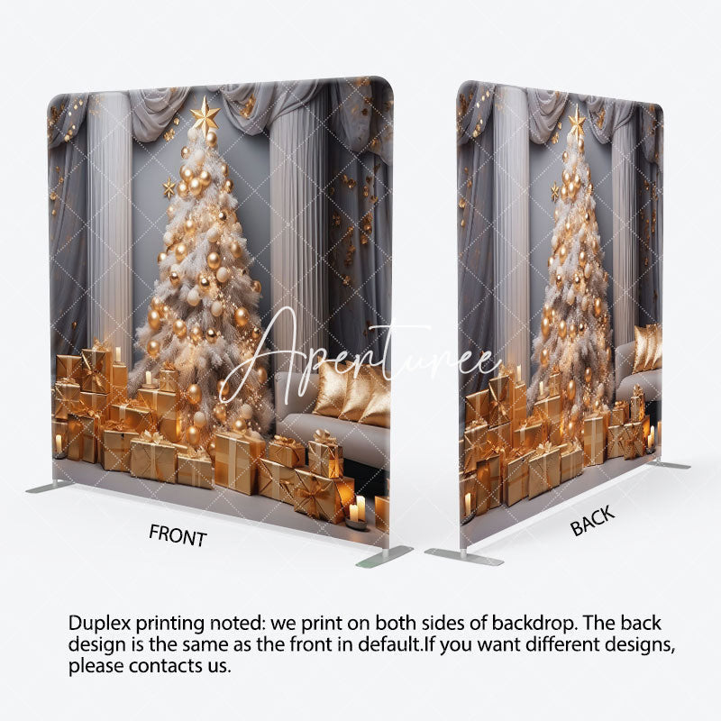 Aperturee - Aperturee Luxury White Wall Curtain Xmas Tension Fabric Backdrop