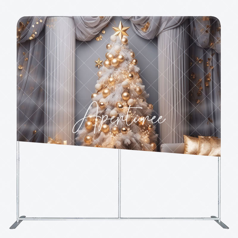 Aperturee - Aperturee Luxury White Wall Curtain Xmas Tension Fabric Backdrop