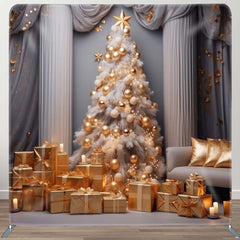 Aperturee - Aperturee Luxury White Wall Curtain Xmas Tension Fabric Backdrop