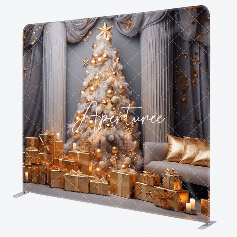 Aperturee - Aperturee Luxury White Wall Curtain Xmas Tension Fabric Backdrop