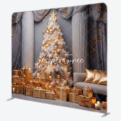 Aperturee - Aperturee Luxury White Wall Curtain Xmas Tension Fabric Backdrop