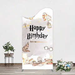 Aperturee - Aperturee Magic Wizard World Happy Birthday Arch Backdrop