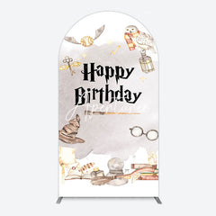 Aperturee - Aperturee Magic Wizard World Happy Birthday Arch Backdrop